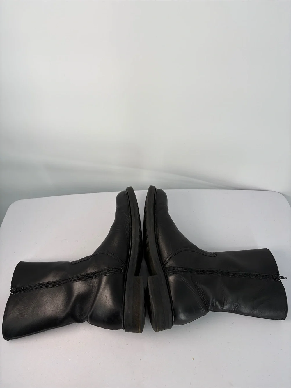 ☃️ J. Crew Black Leather Mid-Calf moto Boots made in Italy 49187